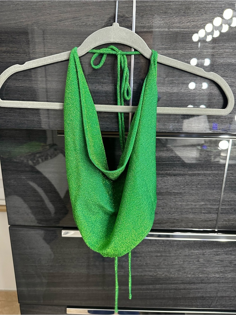 Green Sparkle Halter Neck Scarf Top - Brand